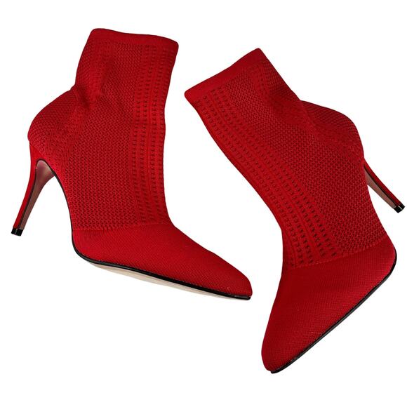 Catherine Malandrino Dnonito Pointed Toe Sock Booties Cherry Red 10 New - Picture 4 of 10